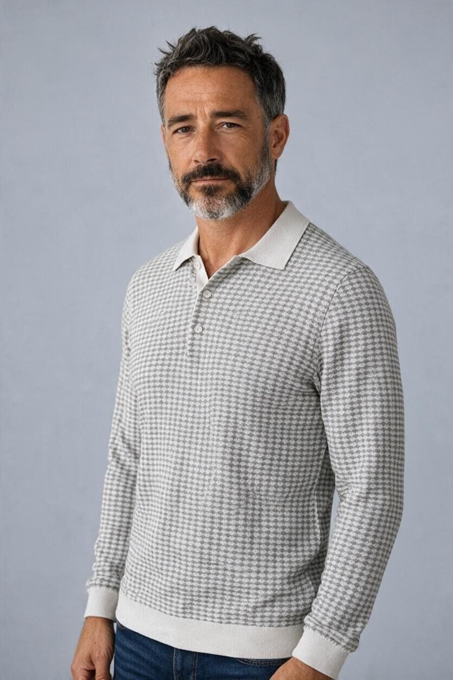 REISS Mountain Textured Polo Size S NEW Gray $180 Long Sleeve Collared Shirt